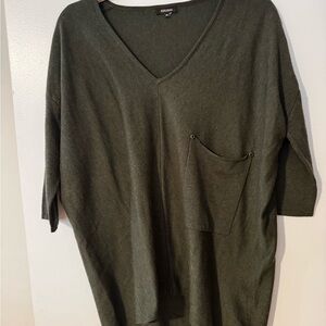 Kerisma V Neck Oversize Pocket Sweater Olive